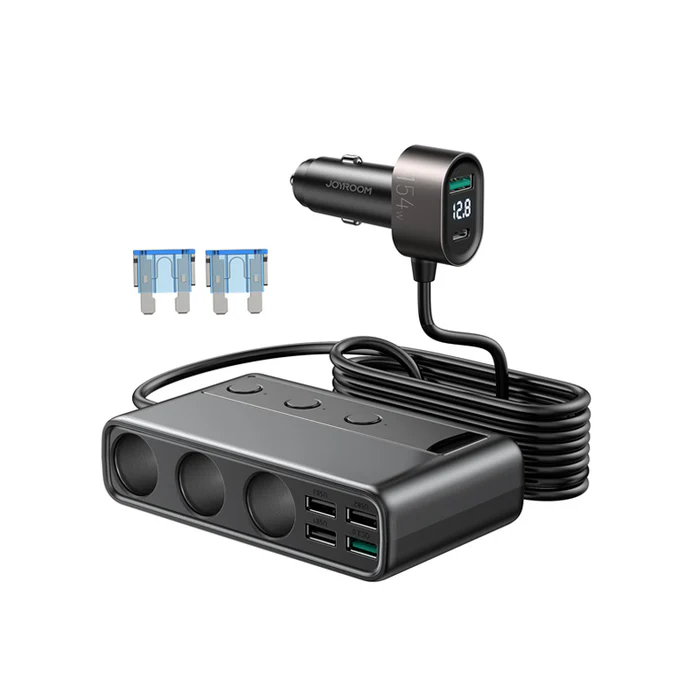 JR-CL06 154W Car Cigarette Lighter Adapter with 3 Sockets